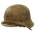 Original German WWII Luftwaffe M42 Single Decal Camouflage Overpaint Helmet with 1944 Dated 56cm Liner and Replica Chinstrap - Stamped ckl64 Original Items