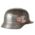 Original German WWII Battle Damaged Double Decal Civic Police M35 Steel Combat Helmet with 56cm Liner & Broken Chinstrap - SE64 Original Items