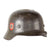 Original German WWII Battle Damaged Double Decal Civic Police M35 Steel Combat Helmet with 56cm Liner & Broken Chinstrap - SE64