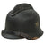 Original German WWII M34 Square Dip Fire Police Helmet with Rare Leather Neck Shield and Comb - Feuerwehr Original Items