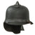 Original German WWII M34 Square Dip Fire Police Helmet with Rare Leather Neck Shield and Comb - Feuerwehr Original Items