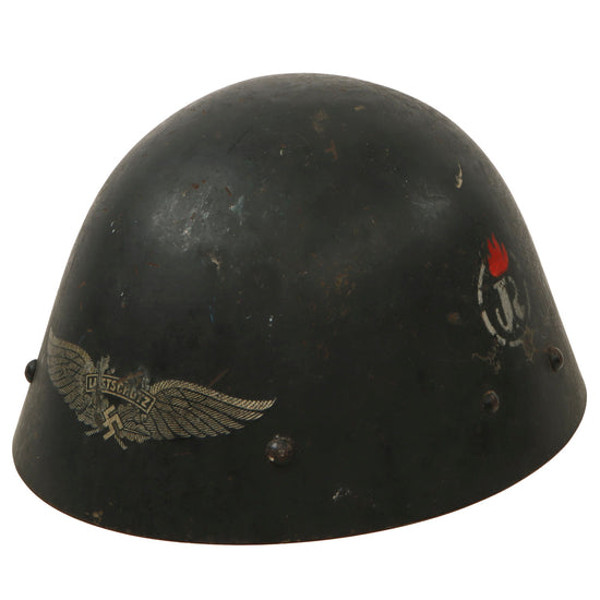 Original Rare Czech WWII Named Vz32 / M32 "Egg-Shell" Steel Helmet Converted for Luftschutz Use with Unit Marking - Dated 1936 Original Items