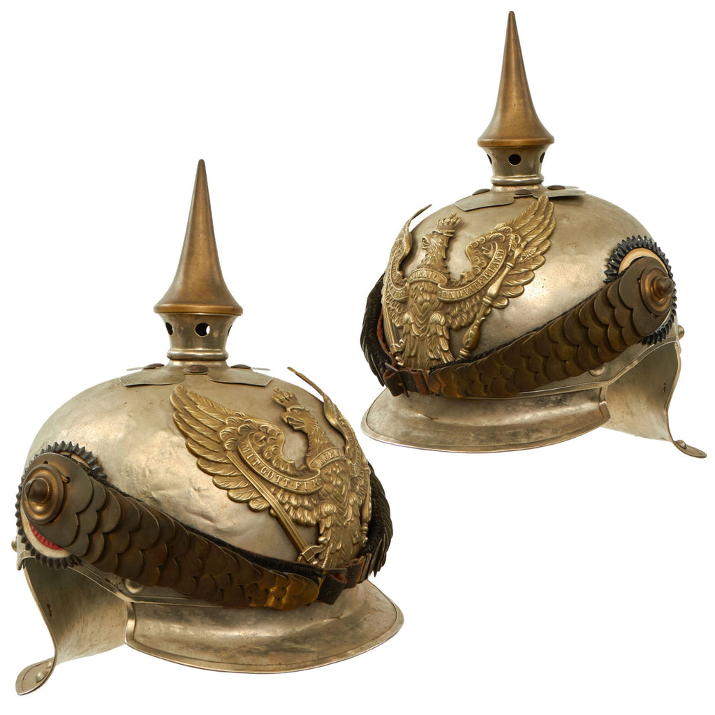 Original German WWI Prussian M1915 Jäger zu Pferde Lobster Tail Pickelhaube Helmet Shell - Lightweight Aluminum “Parade” Variant - Refurbished Original Items