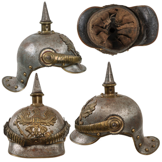 Original German Pre-WWI M1862/67 Kurassier Line Regiments Lobster Tail Pickelhaube Spiked Helmet Original Items