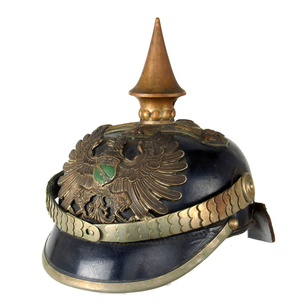 Original German WWI Prussian Provincial M1897 Officers Pickelhaube Spiked Helmet with Shielded Wappen - Size 56 Original Items