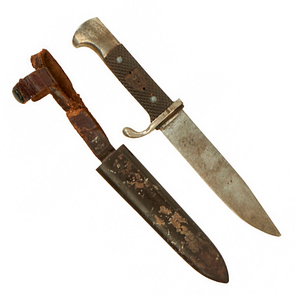 Original Bulgarian WWII Bulgarian Youth Scout Knife by Robert Klaas of Solingen with Scabbard - Missing Shield Original Items