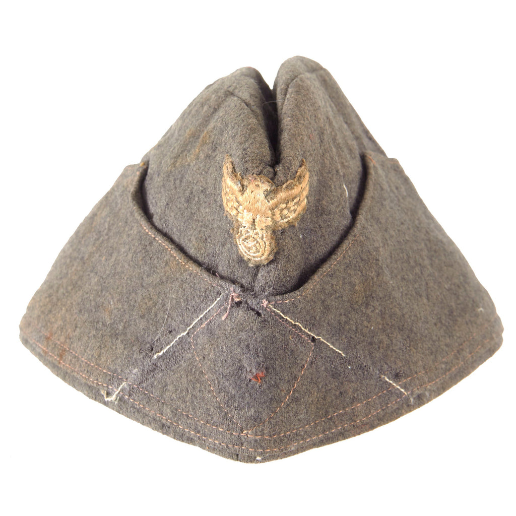 Original German WWII Service Worn Heer Army EM-NCO M38 Overseas Cap - Removed Cockade and Soutache Original Items