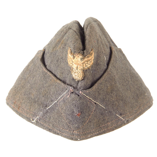 Original German WWII Service Worn Heer Army EM-NCO M38 Overseas Cap - Removed Cockade and Soutache Original Items