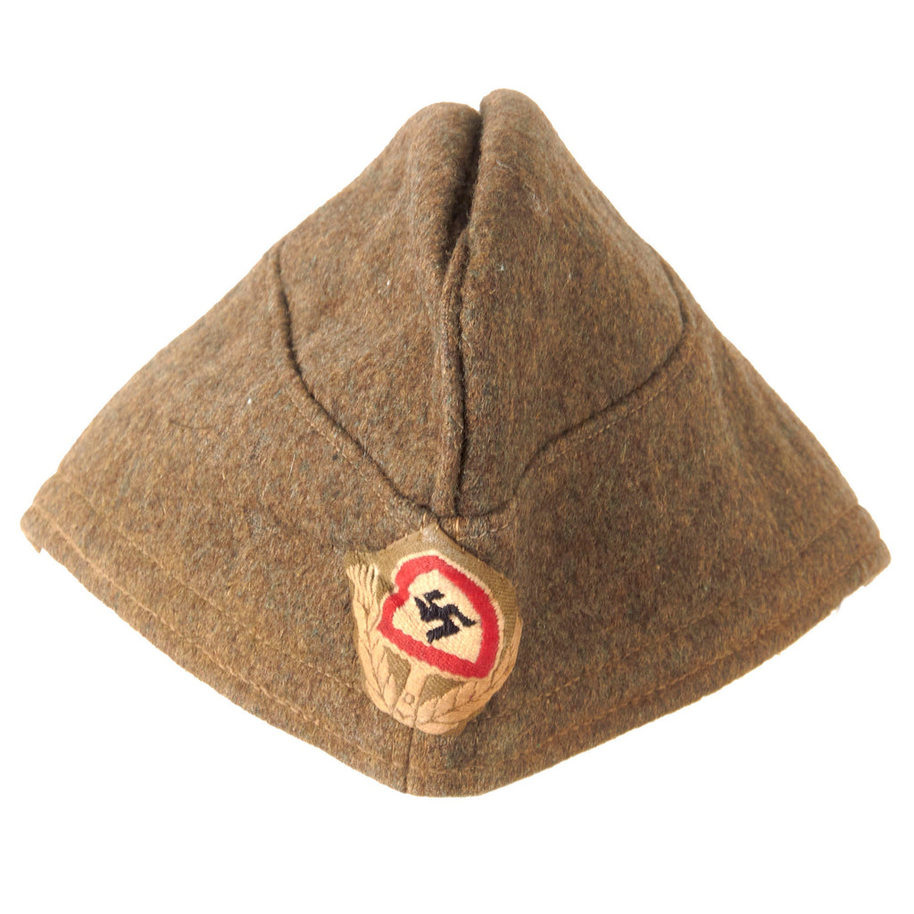 Original German WWII Named RAD National Labor Service EM/NCO M38 Wool Overseas Cap with Faded Markings Original Items