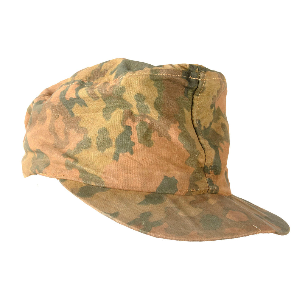Original German WWII Reversible Waffen SS Field-Made Cap Made from Eichenlaubmuster Oak Pattern Camouflage Original Items
