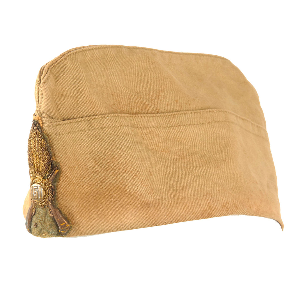 Original Italian WWII Named 151st “Sassari” Infantry Regiment Tropical Weight Overseas Cap with Bullion Cap Badge - Sero Garuti Original Items