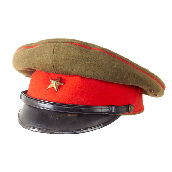 Original Pre-WWII Imperial Japanese Army Type 45 Officer Visor Cap with Period Japanese Newspaper Used as Stiffener Original Items