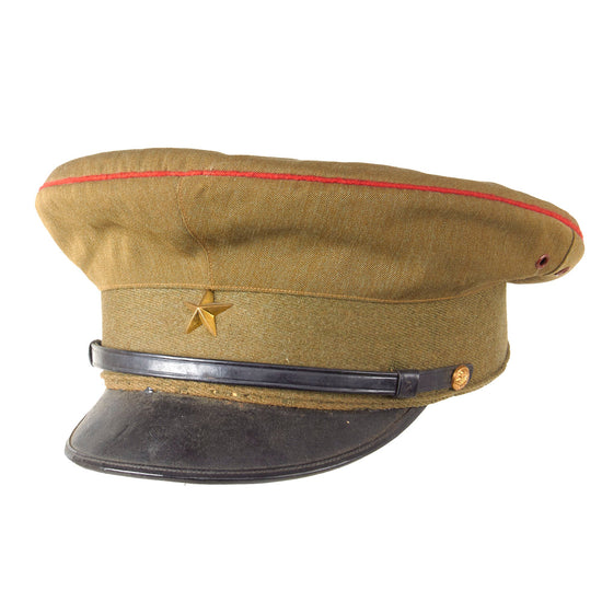 Original Pre-WWII Imperial Japanese Army Type 45 Officer Visor Cap with Period Japanese Newspaper Used as Stiffener Original Items