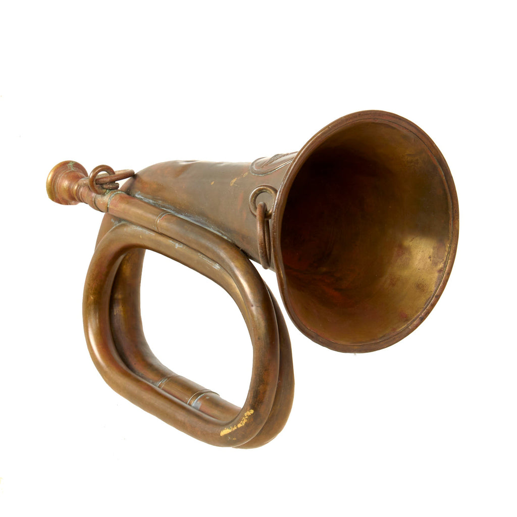 Original Imperial German WWI Military Bugle Bearing Prussian Crest by Zimmerman of Leipzig - Dated 1915 Original Items