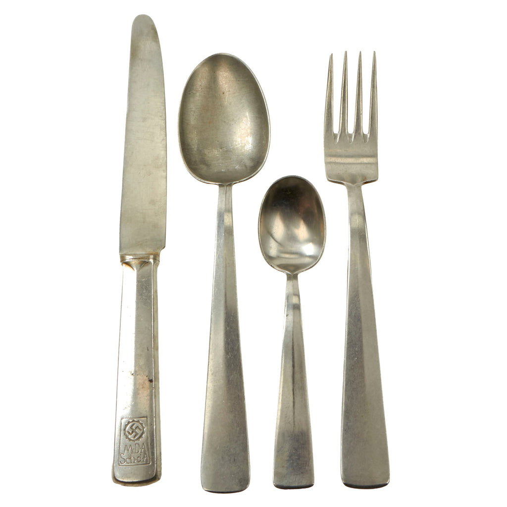 Original German WWII DAF National Labor Front Factory Mess Hall Stainless Steel Utensil Set - 4 Items Original Items