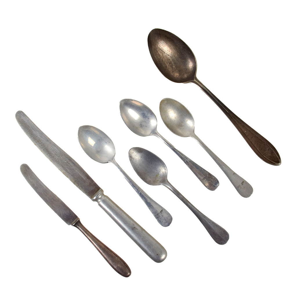 Original German WWII Cutlery Set with Many Luftwaffe Utensils - 7 Items Original Items