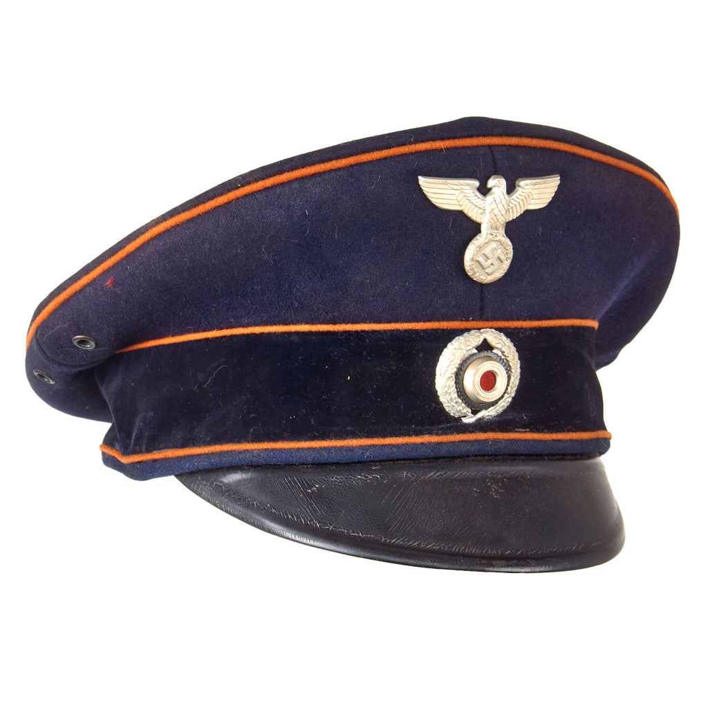 Original German WWII Reichspost National Mail Postschaffner Schirmmütze Visor Cap by by Top Maker Peküro - Peter Küpper - Missing Sweatband Original Items