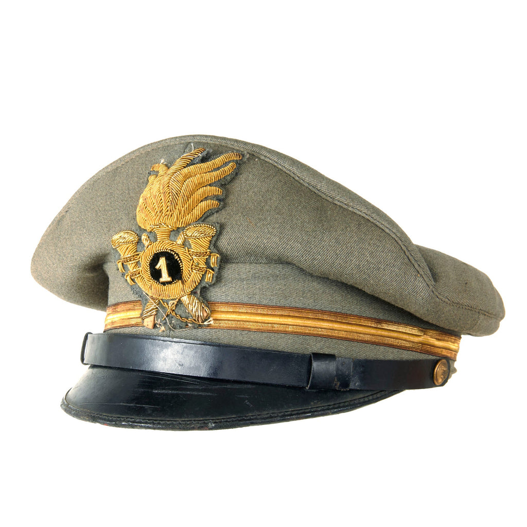 Original Italian WWII Royal Italian Army 1st Bersaglieri Regiment Officers Peaked Visor Cap by Olga Cani of Arezzo Original Items