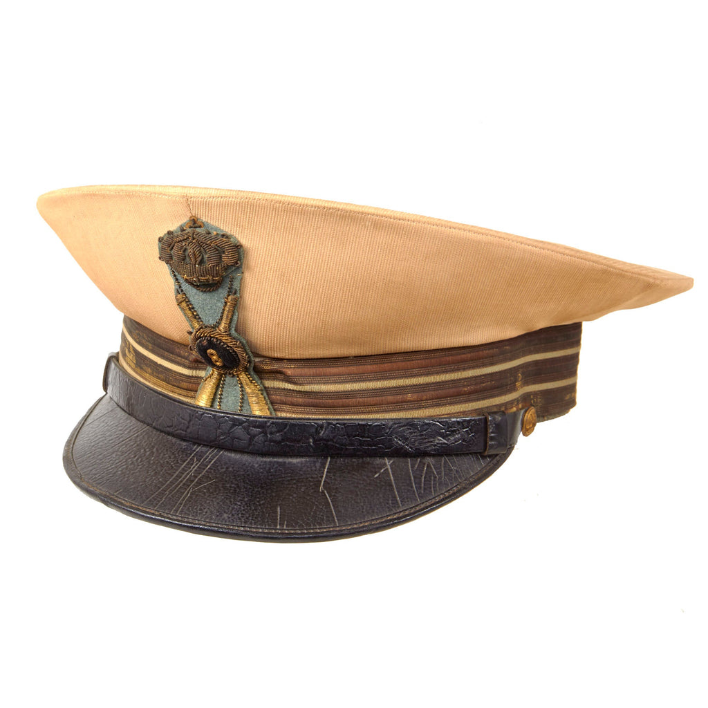 Original WWII Italian Royal 8th Infantry Officer's Tropical Weight Peaked Visor Cap by Unione Militare of Milano - Excellent Original Items