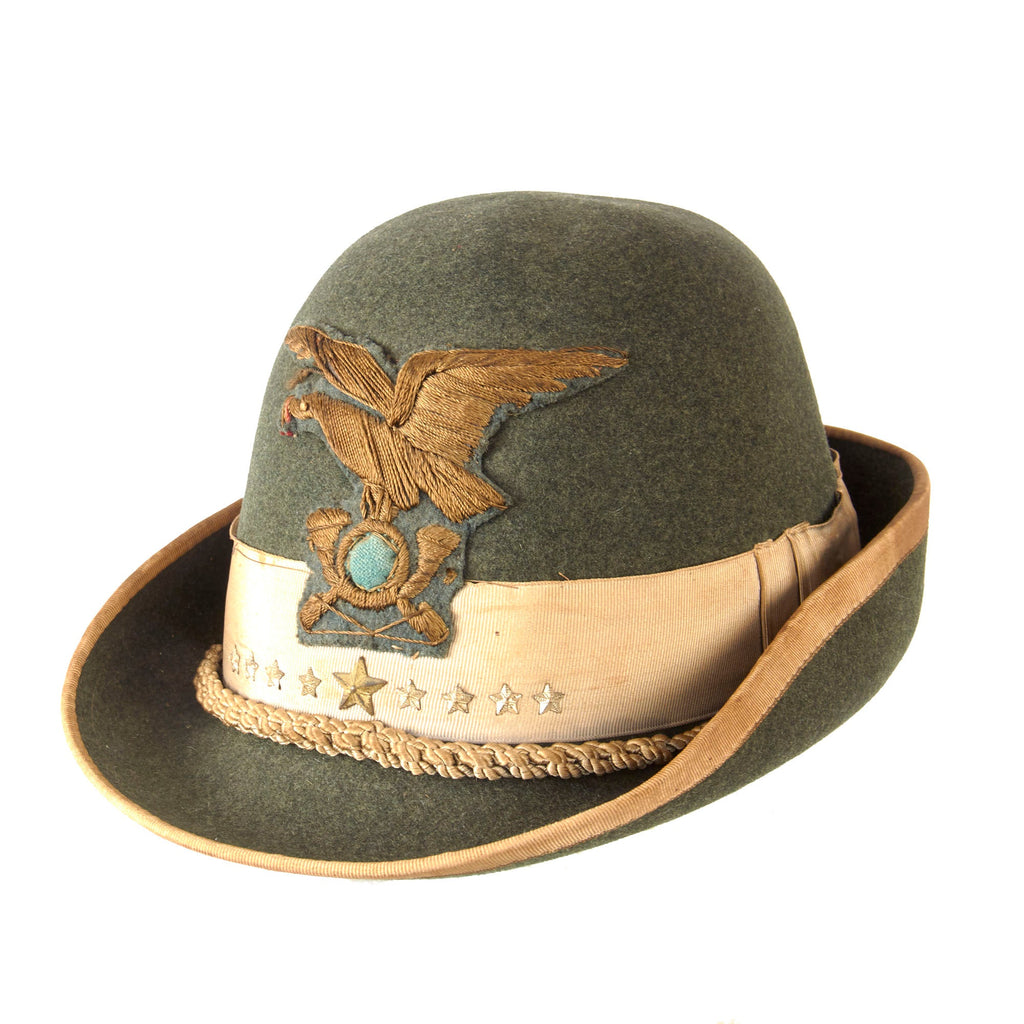 Original WWII Royal Italian Army Alpine Division Officer’s Alpini Cap with Embroidered Alpine Badge & 9 Star Devices Original Items