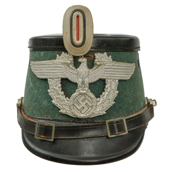 Original German WWII Late Pattern Metropolitan Police Shako by C. Pose with 1940 Dated Cockade and Chinstrap - Size 60 Original Items