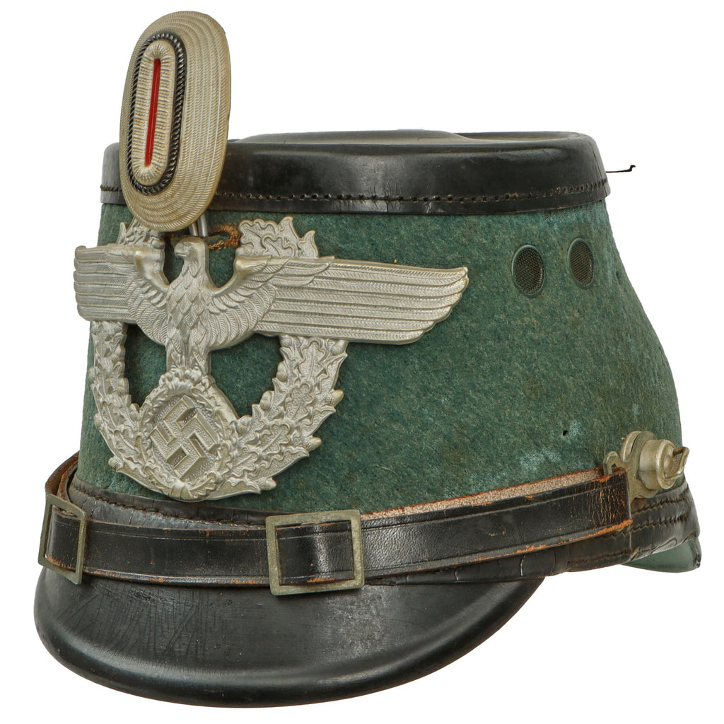 Original German WWII Late Pattern Metropolitan Police Shako by C. Pose with 1940 Dated Cockade and Chinstrap - Size 60 Original Items