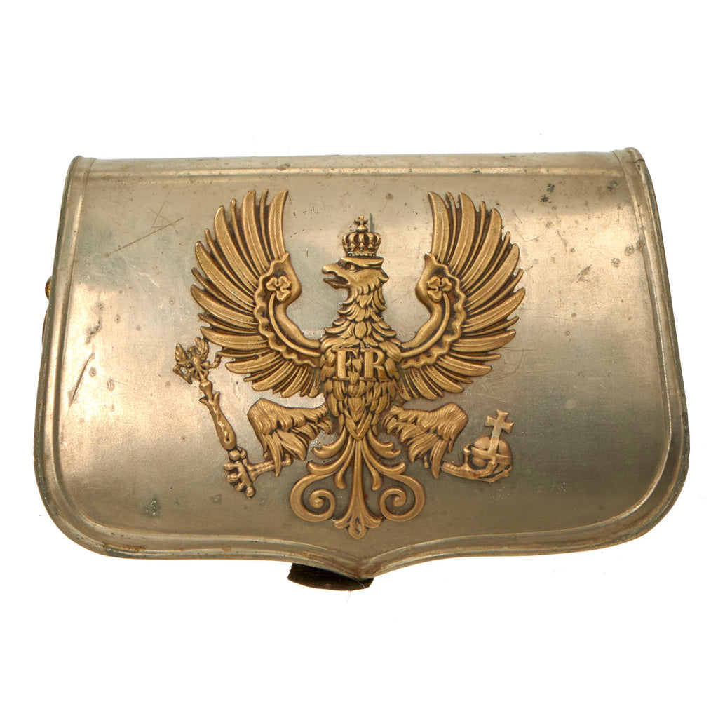 Original Imperial German Franco-Prussian War Era Prussian Kürassier Belt Ammunition Pouch with Prussian Eagle Original Items