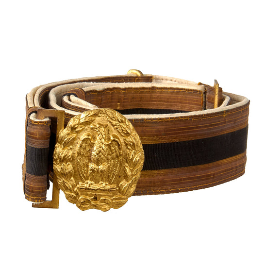 Original Italian WWII MVSN Blackshirt Officer’s Brocade Dress Belt with Buckle Original Items
