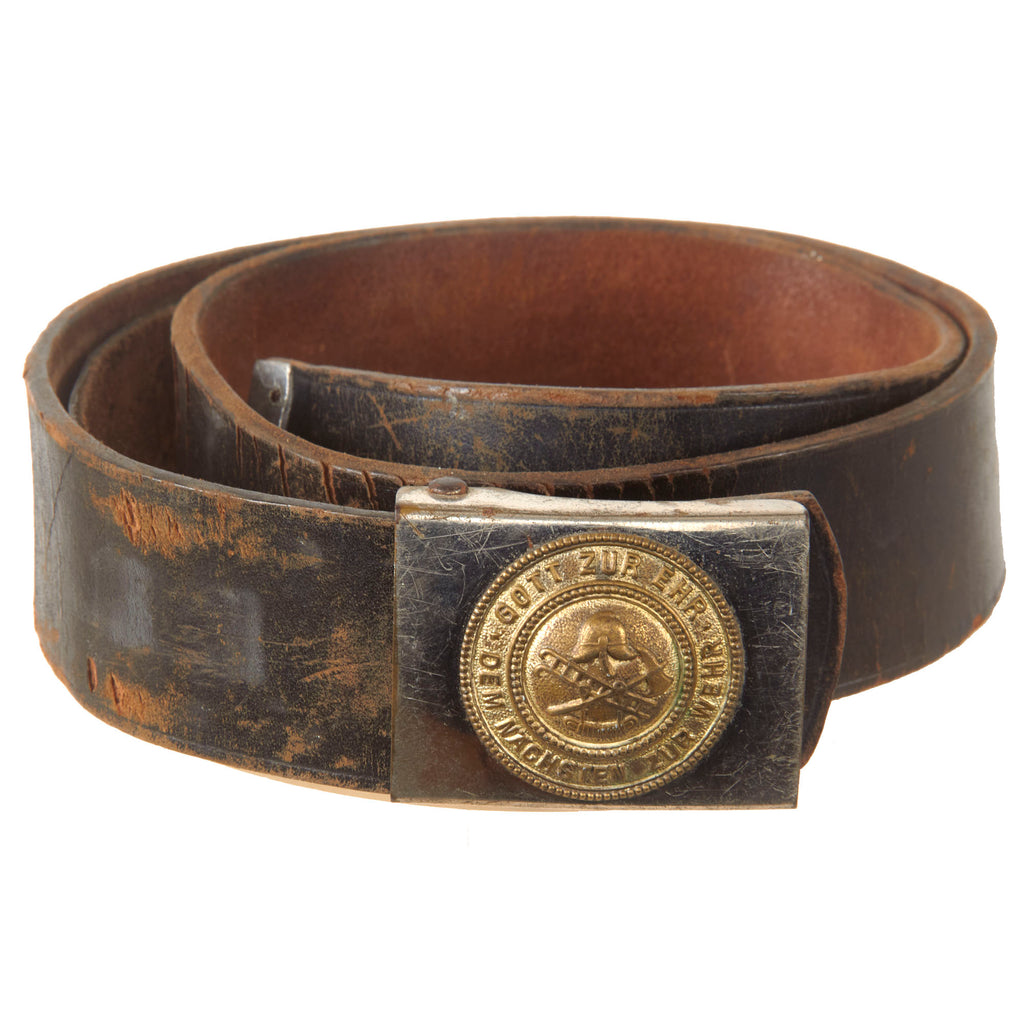 Original German WWII Feuerschutzpolizei Fire Police Officer's Leather Belt & Buckle Original Items