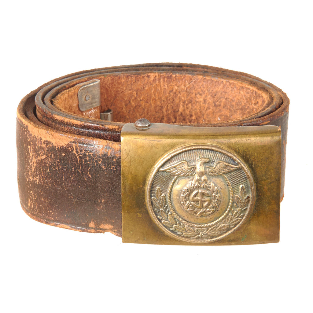 DRAFT Original German WWII SA EM/NCO Belt with Early Two Piece Brass Buckle - Sturmabteilung Original Items