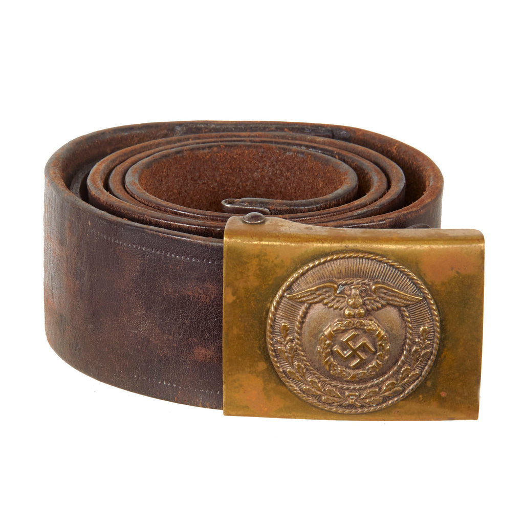 Original German WWII SA EM/NCO Belt with Two Piece Brass "Small Eagle" Buckle - Sturmabteilung Original Items