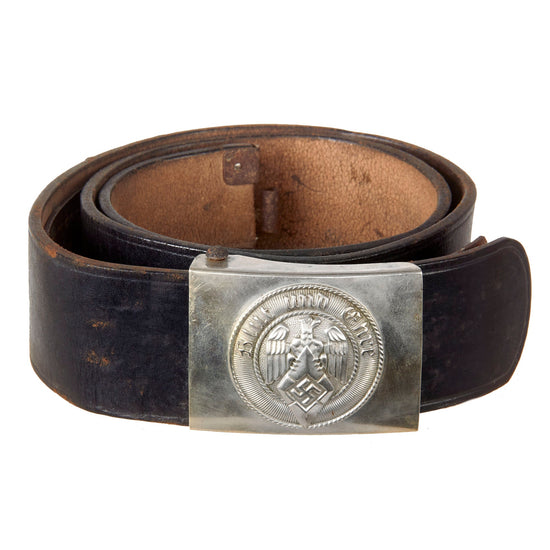 Original German WWII HJ Leather Knife Belt with Early Nickel Buckle by Wilhelm Schröder & Co. - RZM M4/46 Original Items