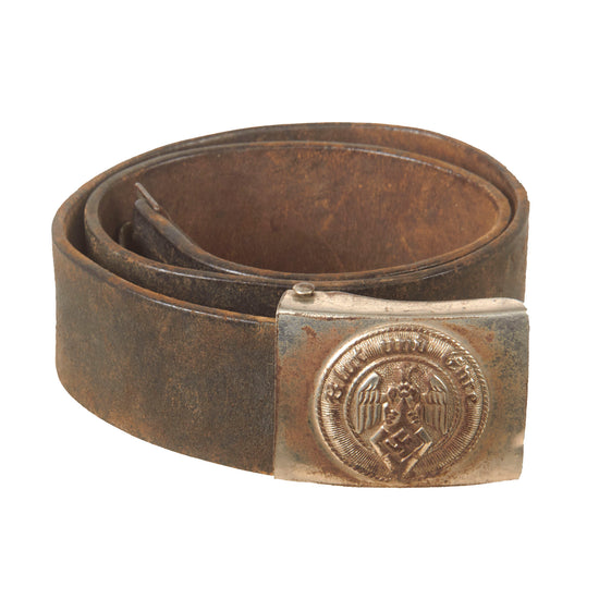 Original German WWII HJ Leather Knife Belt with Steel Buckle by Berg & Nolte of Lüdenscheid - RZM M4/30 Original Items