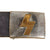 Original German WWII HJ Early DJ Leather Belt with Deutsches Jungvolk Single Rune Plated Brass Buckle Original Items