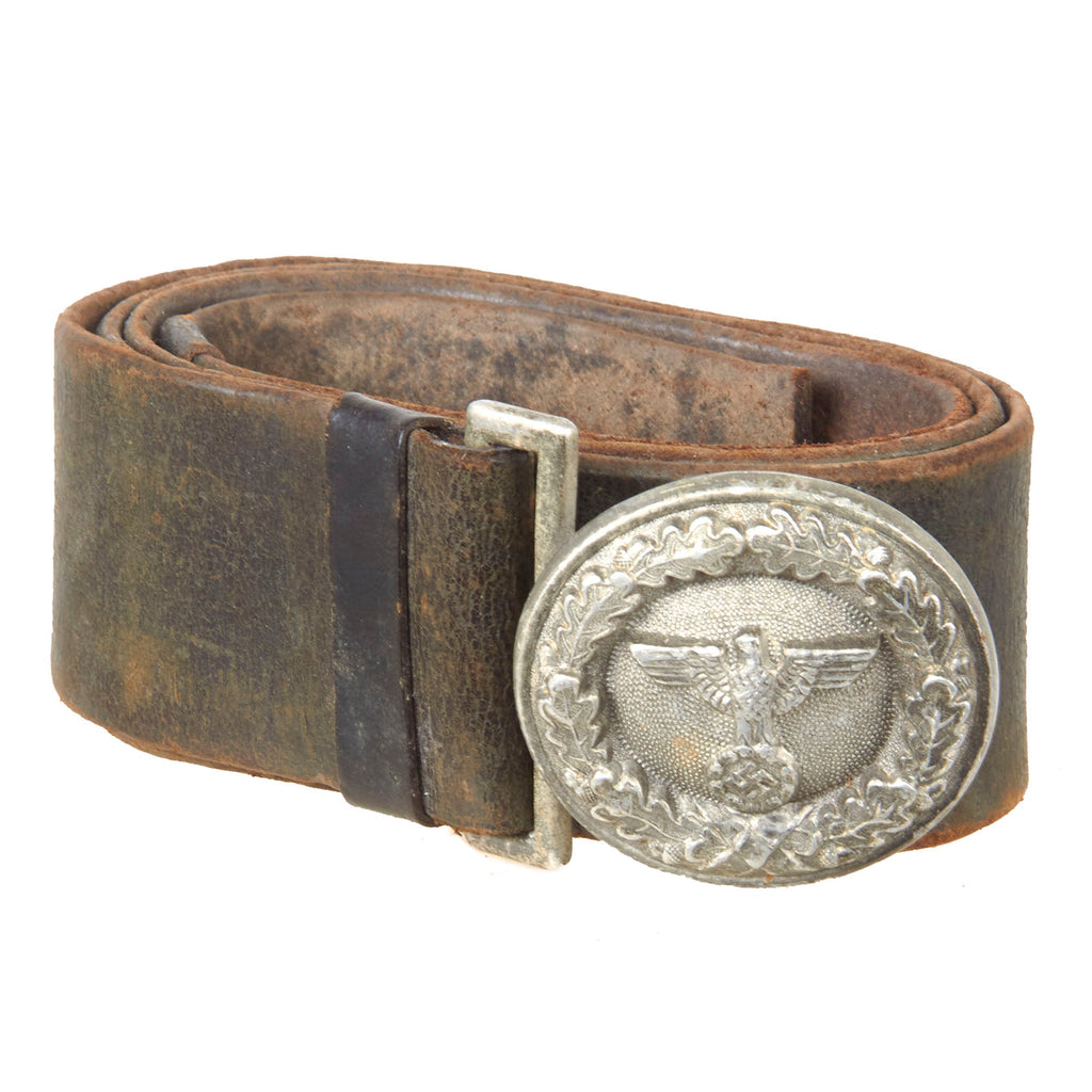 DRAFT Original German WWII National Forestry Service Officials Leather Belt with Buckle by F. W. Assmann & Söhne - Missing Clasp Original Items