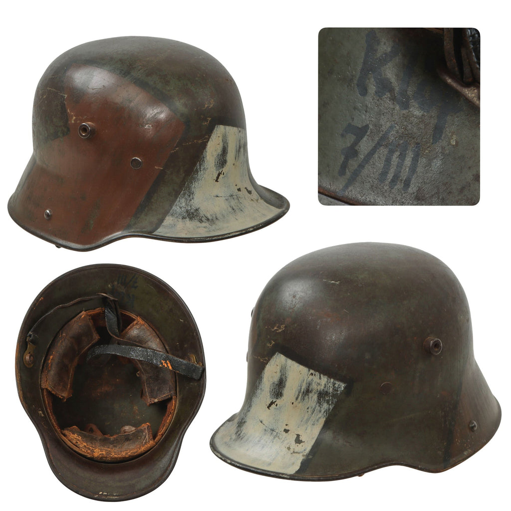 Original Imperial German WWI Named & Unit-Marked M16 Stahlhelm Helmet with Original Liner & Chinstrap - Infanterie-Regiment Nr. 111 - Si 66 Original Items