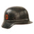 Original German WWII Beaded M40 NSDAP Double Decal Civic Police Steel Helmet Shell - Stamped NS64 Original Items