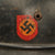 Original German WWII Beaded M40 NSDAP Double Decal Civic Police Steel Helmet Shell - Stamped NS64 Original Items