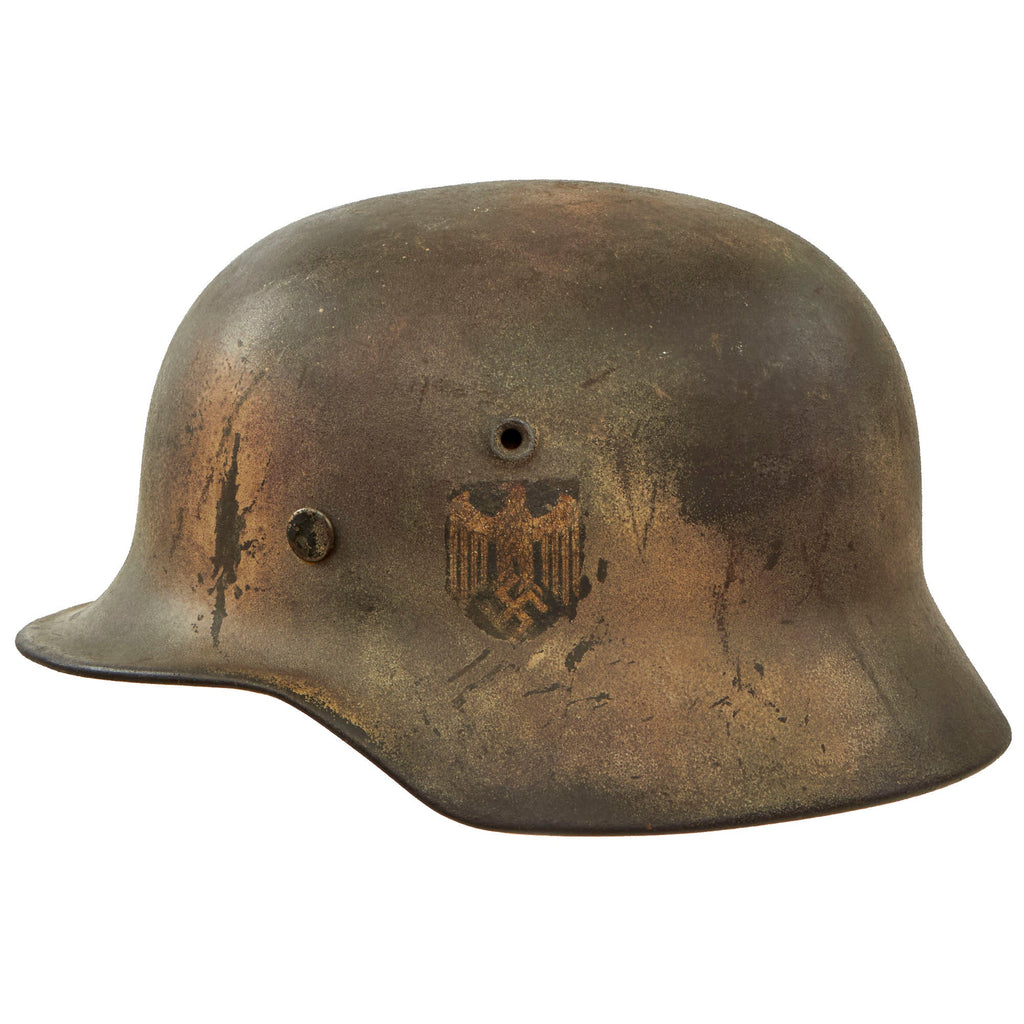 Original German WWII Heer Army Single Decal M40 Camouflage Helmet with 1944 Dated 57cm Liner - EF64 Original Items