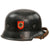 Original German WWII M34 Square Dip NSDAP Double Decal Civic Police Steel Helmet with 56cm Liner and Chinstrap - Ordnungspolizei