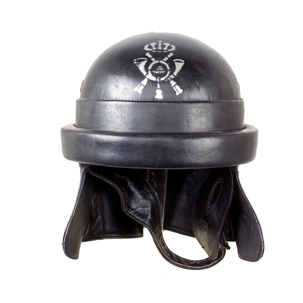 Original Italian WWII Armored Division 1943-Dated M35 Tanker Helmet with Stenciled Tank Insignia - Complete Original Items