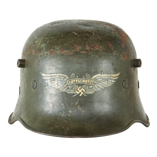 Original German Pre-WWII Luftschutz Reissued Overpaint Commercial M1916 Early Double Decal Police Helmet - Shell size 64 Original Items