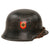 Original German WWII M34 Civic Square Dip NSDAP Double Decal Police Steel Helmet with 55cm Liner and Chinstrap - Ordnungspolizei Original Items