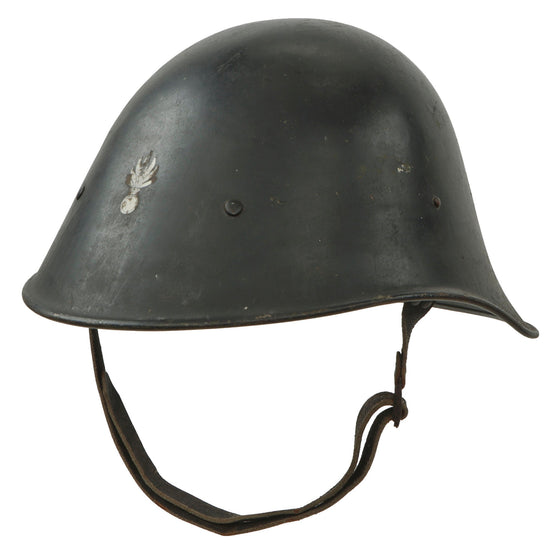 Original Netherlands WWII Dutch M23/27 Steel Helmet Painted for Gendarmerie - Complete Original Items