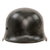Original German WWII M34 Square Dip Ordnungspolizei Police Double Decal Steel Helmet with HMA Maker Decal, Relic Liner, and Broken Chinstrap