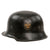 Original German WWII M34 Square Dip Ordnungspolizei Police Double Decal Steel Helmet with HMA Maker Decal, Relic Liner, and Broken Chinstrap