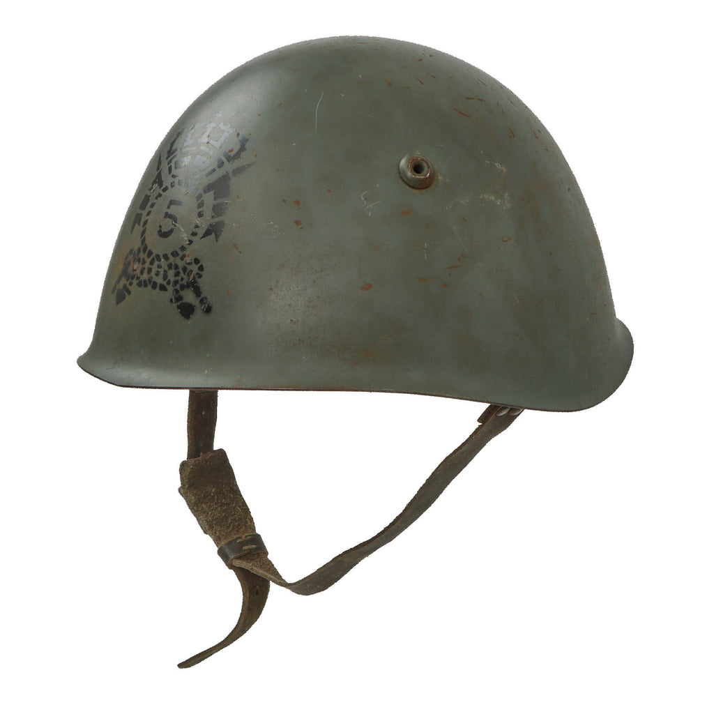 Original WWII Italian M33 Helmet with 5th Signals Stencil - Full Liner & Chinstrap - Size 58cm Original Items