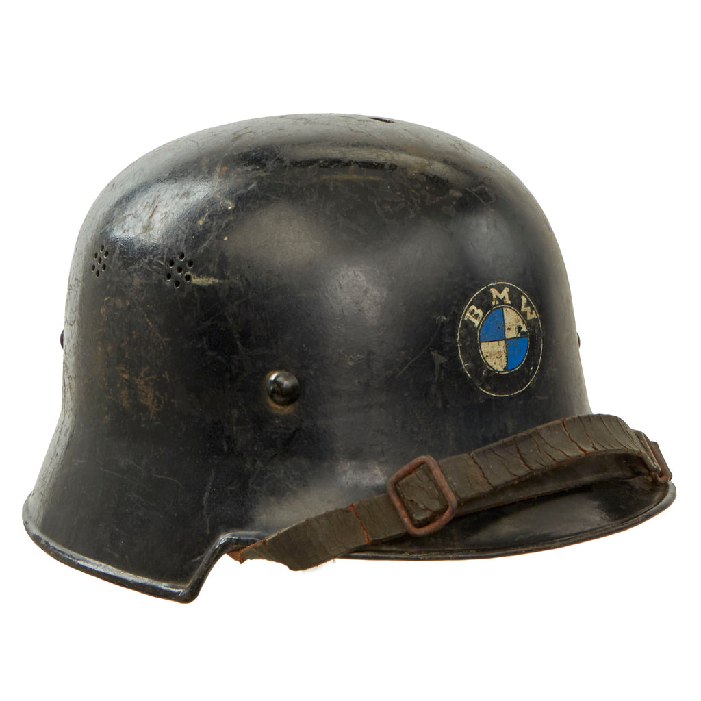 german war motorcycle helmet Original German WWII M34 Civic Square Dip Helmet with Post War BMW Wer – International Military Antiques