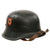 Original German WWII M34 Square Dip NSDAP Double Decal Civic Police Steel Helmet with 57cm Liner & Torn Chinstrap - Ordnungspolizei Original Items