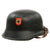 Original German WWII M34 Square Dip NSDAP Double Decal Civic Police Steel Helmet with 57cm Liner & Torn Chinstrap - Ordnungspolizei Original Items